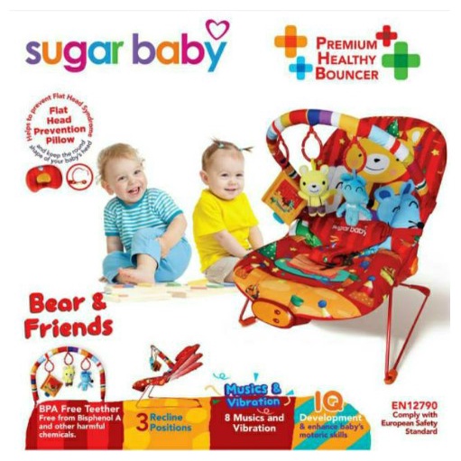 Bouncer Sugar Baby 3 recline posisi bouncer sugarbaby ayunan bayi Sugar Baby Premium Healthy Bouncer Bayi 3 Recline Bear And Friend