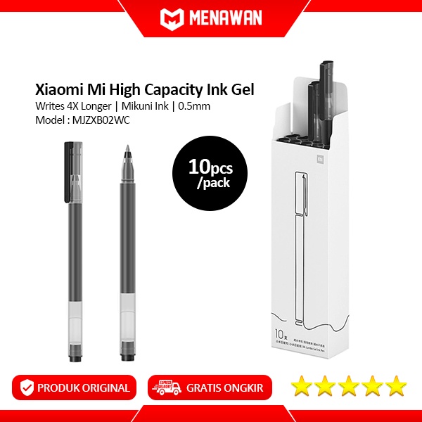 Xiaomi Mi High Capacity Ink Pen Gel Mikuni Ink Pulpen Pena Pack 10 Pcs