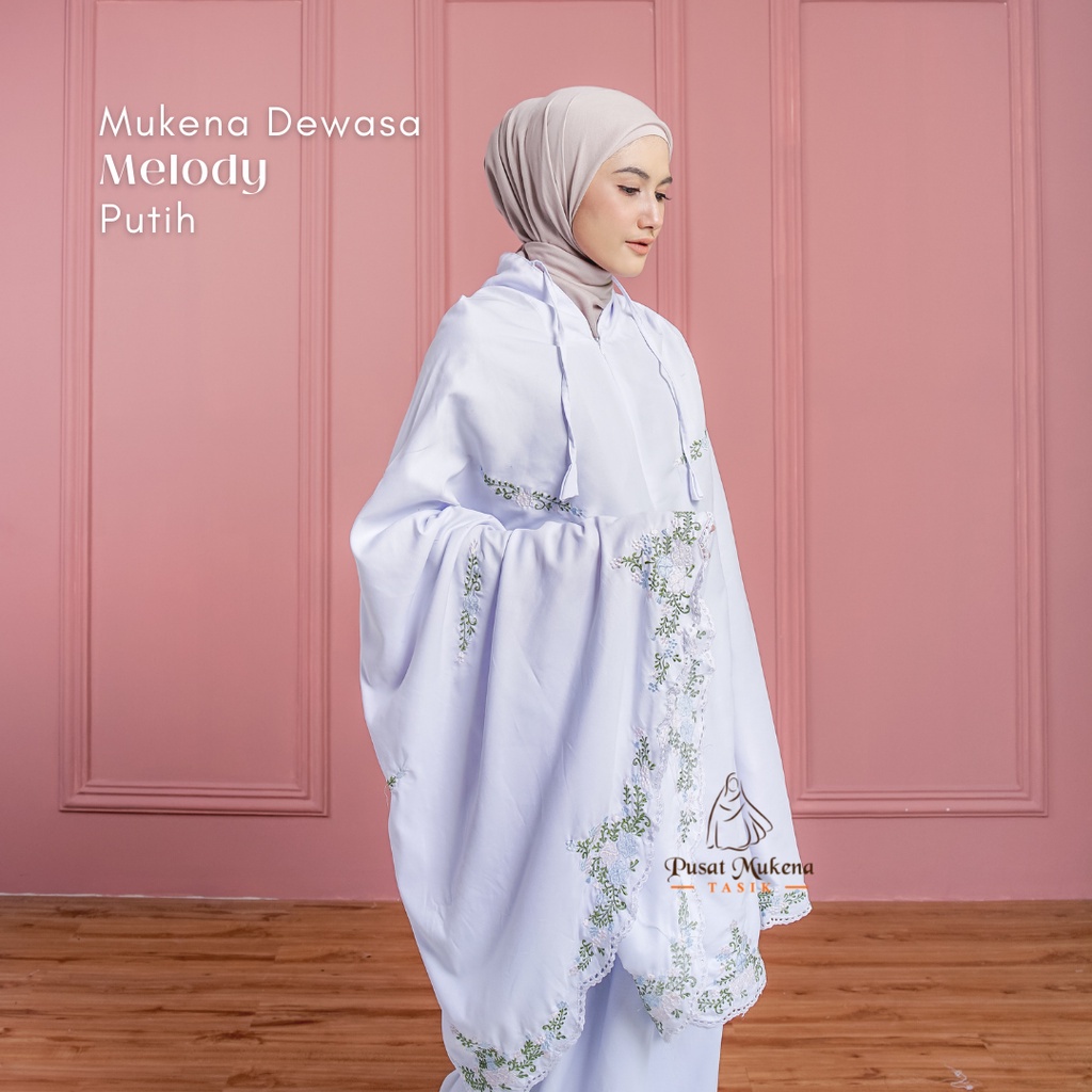 PUSAT GROSIR BELI MUKENA SATU SET (MUKENA + SAJADAH/SEJADAH) DEWASA 2IN1 JUMBO KATUN BORDIR MANUAL MELODY