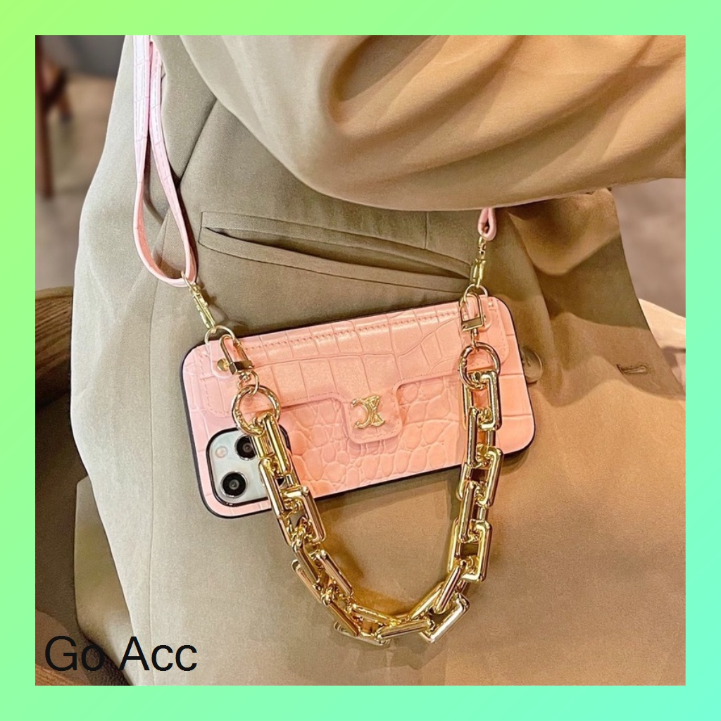 BARU Case warna warni makaron rantai Iphone 7 8 7+ 8+ X Xr Xs Max 11 12 13 Pro Max X Xs pendek charm tali panjang pinggang bahu FH35