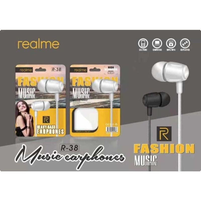 Headset REALME R-38 EXTRA BASS Handsfree REALME R38 EXTRABASS Earphone REALME R-38 EXTRA BASS