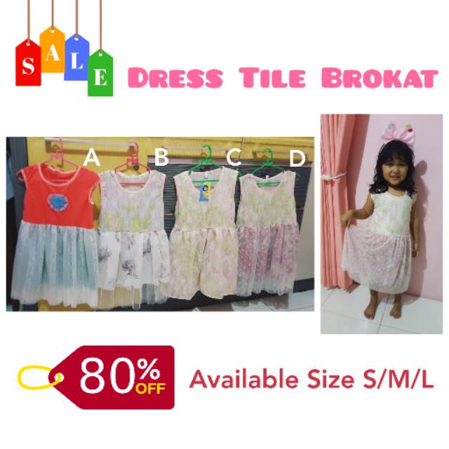 Dress tile brokat anak perempuan baju pesta casual