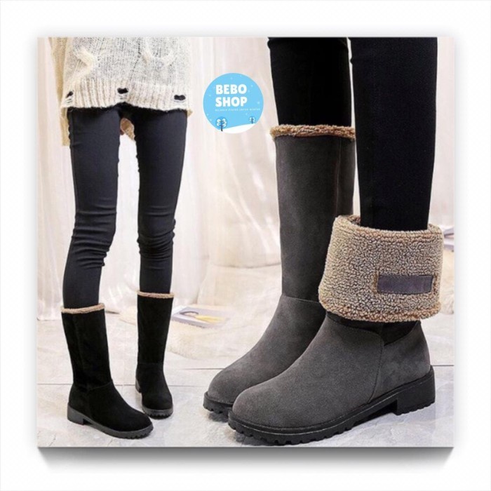 Sepatu Boots bulu suede untuk musim dingin Winter Boots women