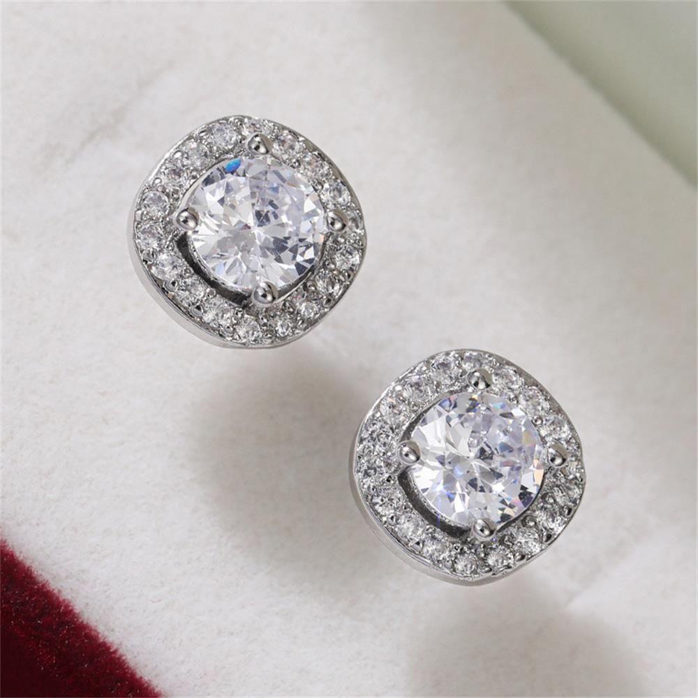 R-bunga Cubic Zirconia Anting Tindik Wanita Pria Hadiah Fashion Perhiasan