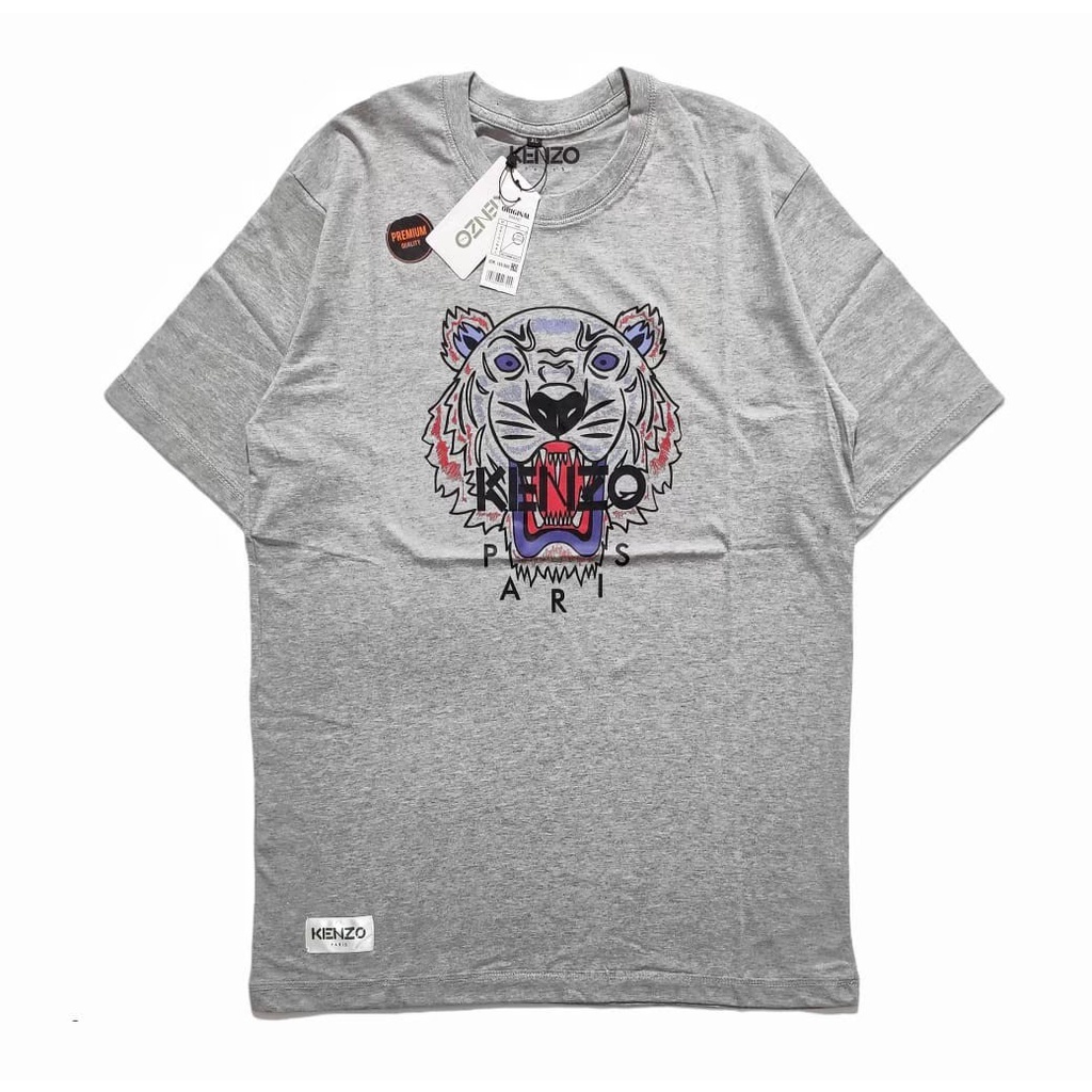 KAOS DISTRO KENZO - LOGO GRAY BODIR FULL ORIGINAL COTTON COMBED 30S