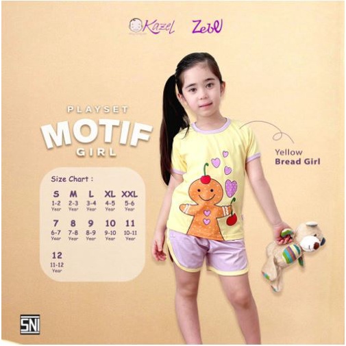 Kazel x Zebe PLAYSET GIRL Motif 1 - 5 Tahun Pakaian Bayi Pakaian Anak Kekinian (1 Stel)