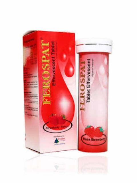 Ferospat Effervescent Tablet Rasa Strawberry isi 10 tablet