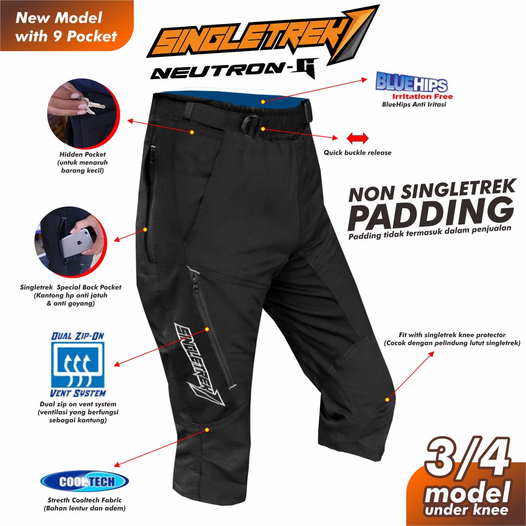 Celana Sepeda Pad Neutron 3per4 3D Cooltech Singletrek
