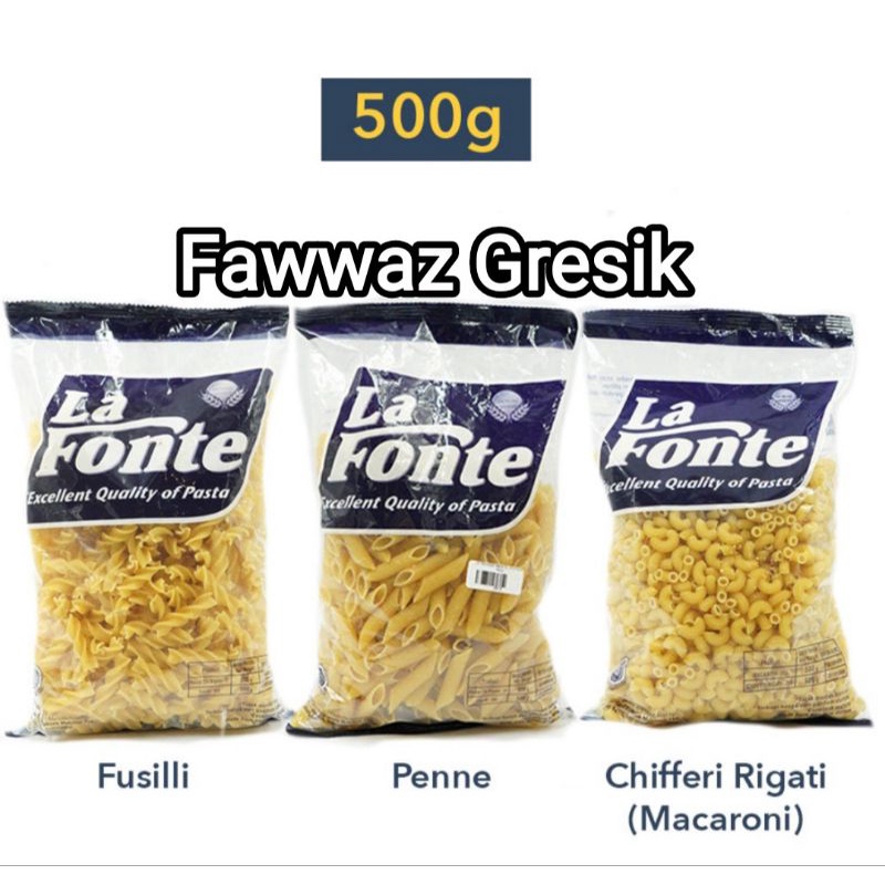 La Fonte Pasta Makaroni Chiferi Rigati 206 Penne Rigatti 91 Pipa Fusili spiral 202 500gr 500 gram