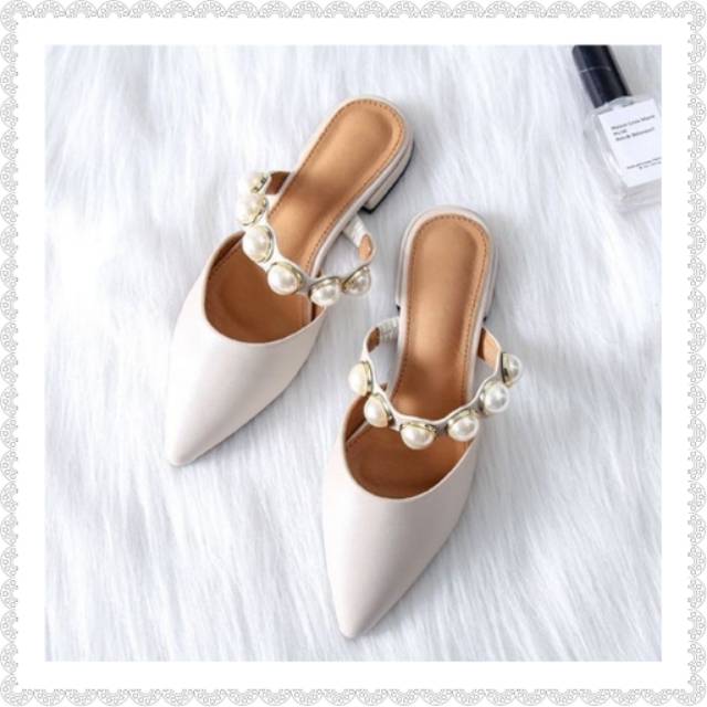 Jitha Shoes - Sepatu wanita Pearls mules, Sepatu Custom small size dan big size