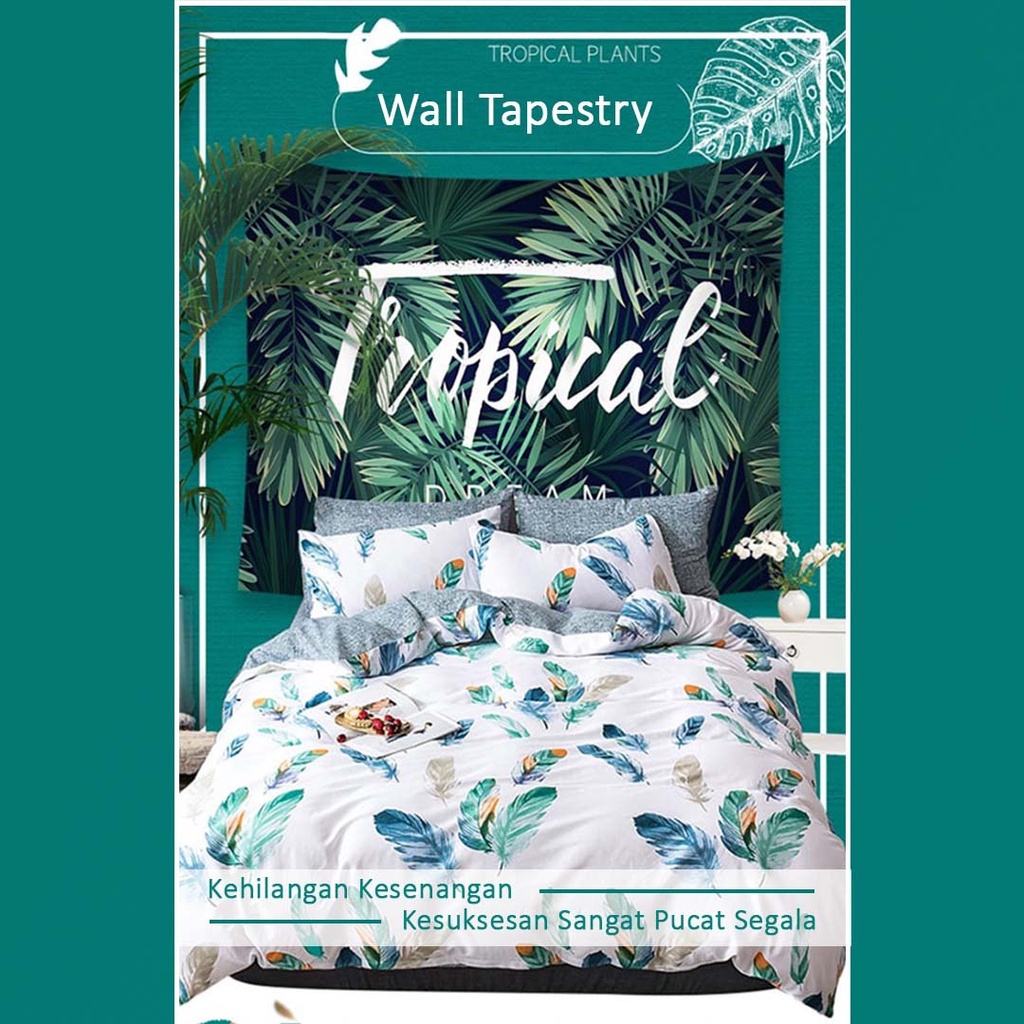 New Products Wall tapestry Permadani Kain  Hiasan Dinding Aesthetic Dekorasi Dinding  permadani dinding Ins tirai gaya eropa tanaman hijau.