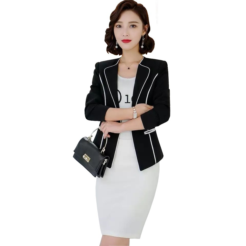 Outer wanita Blazer Lengan Panjang Outerwear Wanita Gaya Korea Wanita Dewasa Terbaru - Lecia