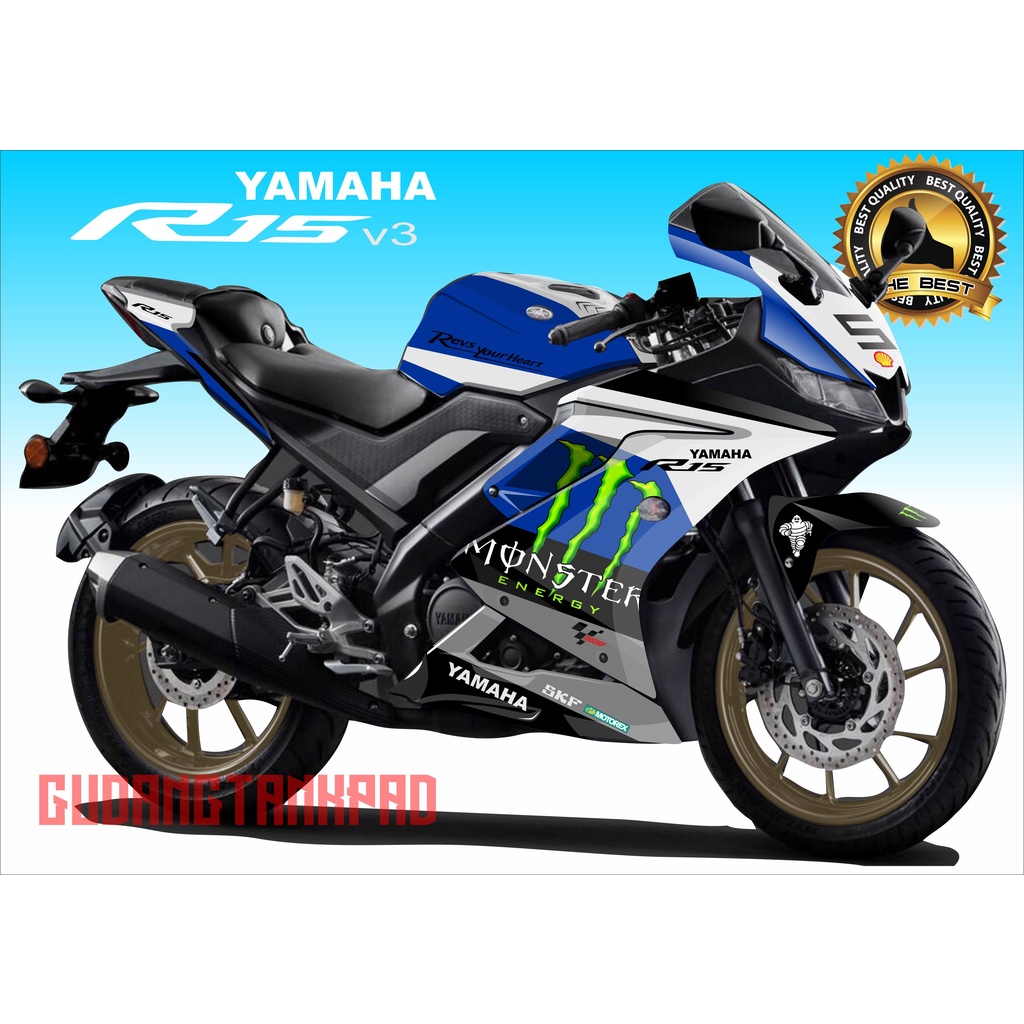 DECAL STICKER R 15 V3 VARIASI MONSTER , STIKER FULL BODY R15