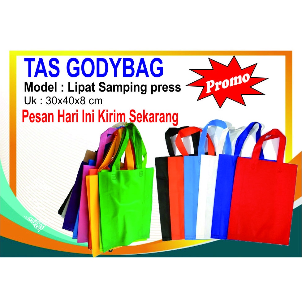 

Tas Gody bag polos 30x40x9, Tas Spondbond Murah, Tas gody bag murah, TAs Selamatan, Tas belanja, tas Sabon