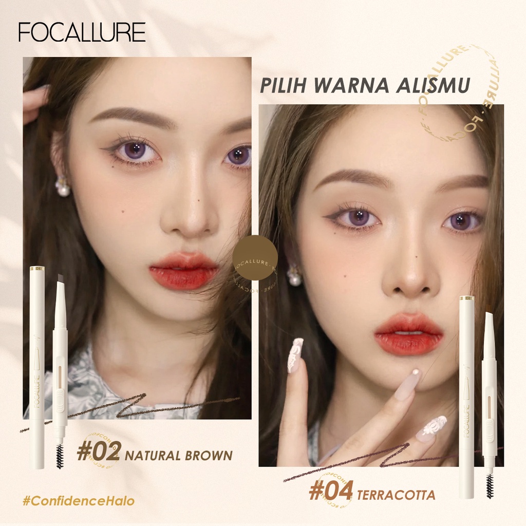 FOCALLURE Natural Sliding Eyebrow Pencil Long Lasting Waterproof Eyebrow Pencil FA202 #ConfidenceHalo 4 Options