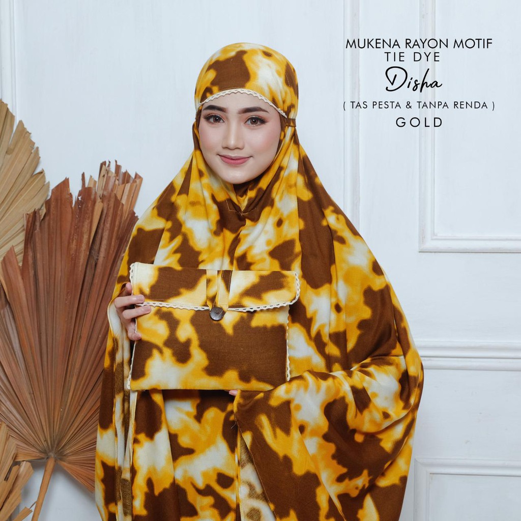 MUKENA BALI TASIK - MUKENA RAYON DEWASA MOTIF TIE DYE DISHA (TAS PESTA &amp; TANPA RENDA)