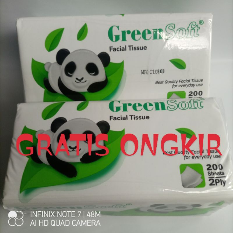 tisu facial GreenSoft panda 200 sheet