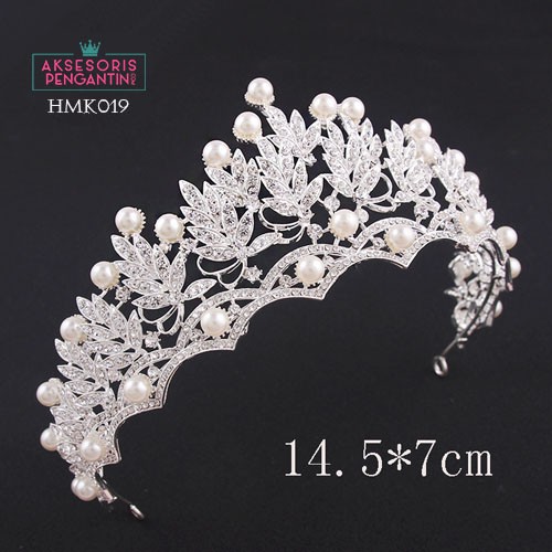 Aksesoris Royal Pengantin Modern l Paket Crown Kalung Anting Wedding- HMK019