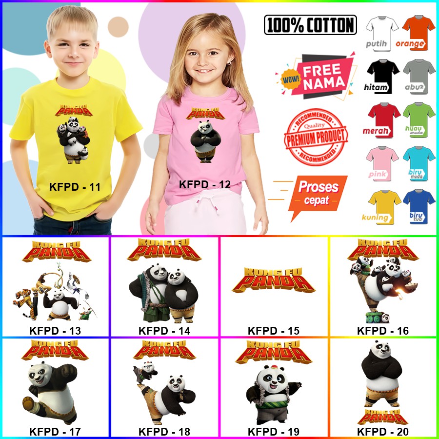 Baju Kaos ANAK DAN DEWASA KUNG FU PANDA COUPLE (FREE NAMA)