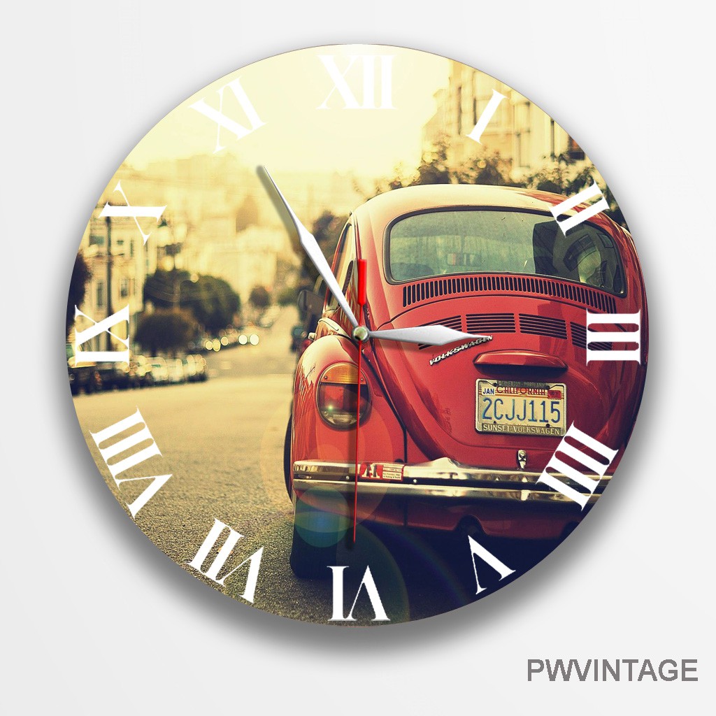 JAM DINDING KAYU KARAKTER MOBIL KLASIK EROPA UNIK