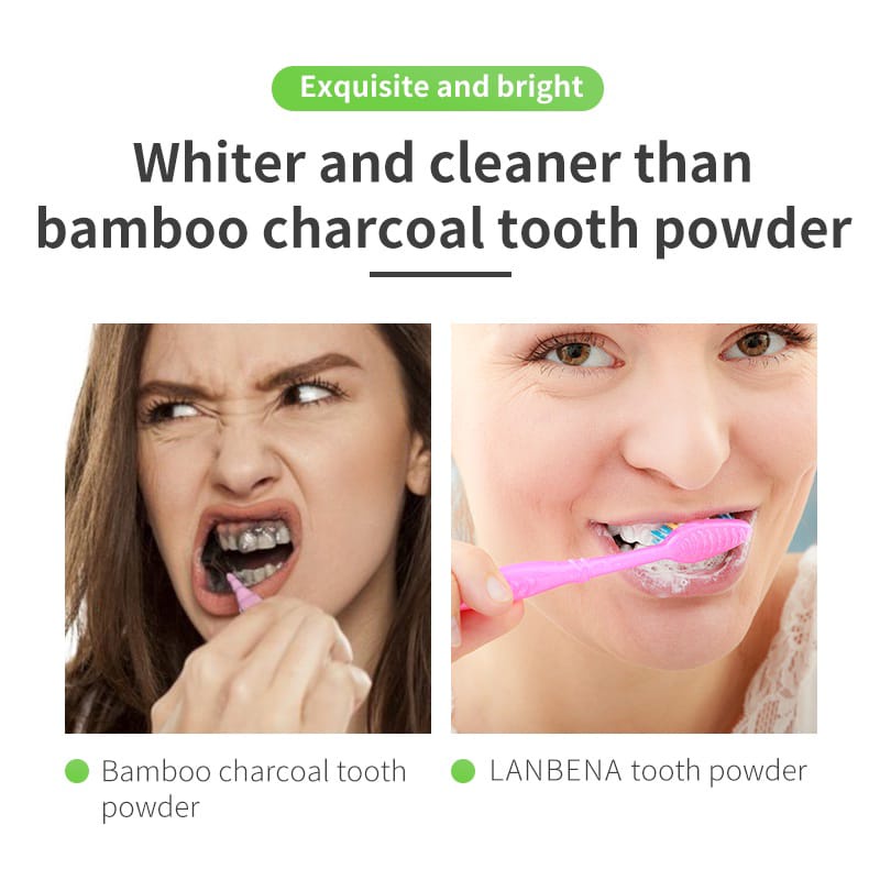 [BPOM] Lanbena Teeth Whitening Powder Lemon-Lime &amp; Mint Flavor 55gr / 30gr / Pen 3ml - Memutihkan Gigi