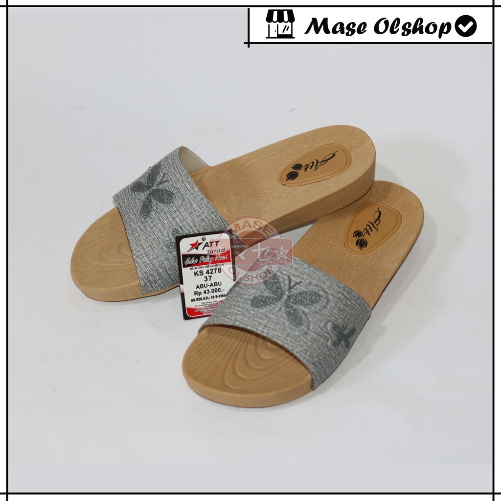 Sandal Selop Wanita Sandal Karet Motif Kayu ATT KS 4278