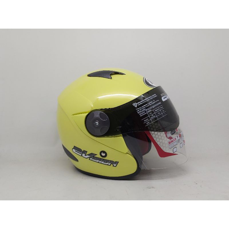 Helm Kyt 2 Vision Kuning Lemon Paket Ganteng-Standar