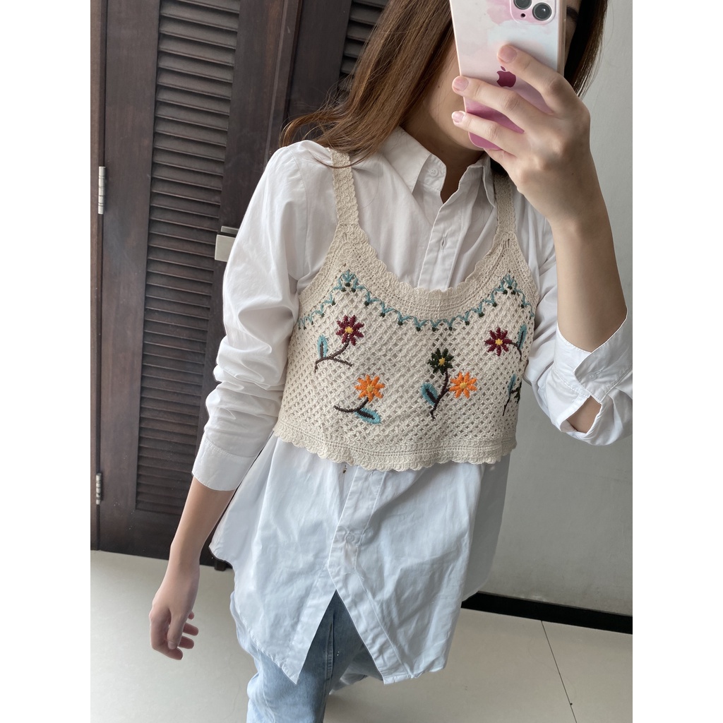 Vest Knit 958 - Luaran Rajut Bunga