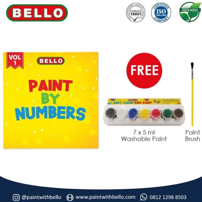 

(BISA COD) BELLO PAINT by NUMBERS - Buku Melukis Anak dengan Kuas dan CAT 7 WARNA EKSLUSIF Kode 352