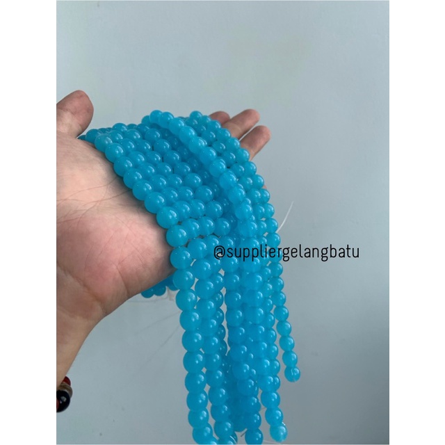 Bahan renceng BLUE SEA CAT EYE 10mm mata kucing BIRU LAUT TANPA JARONG