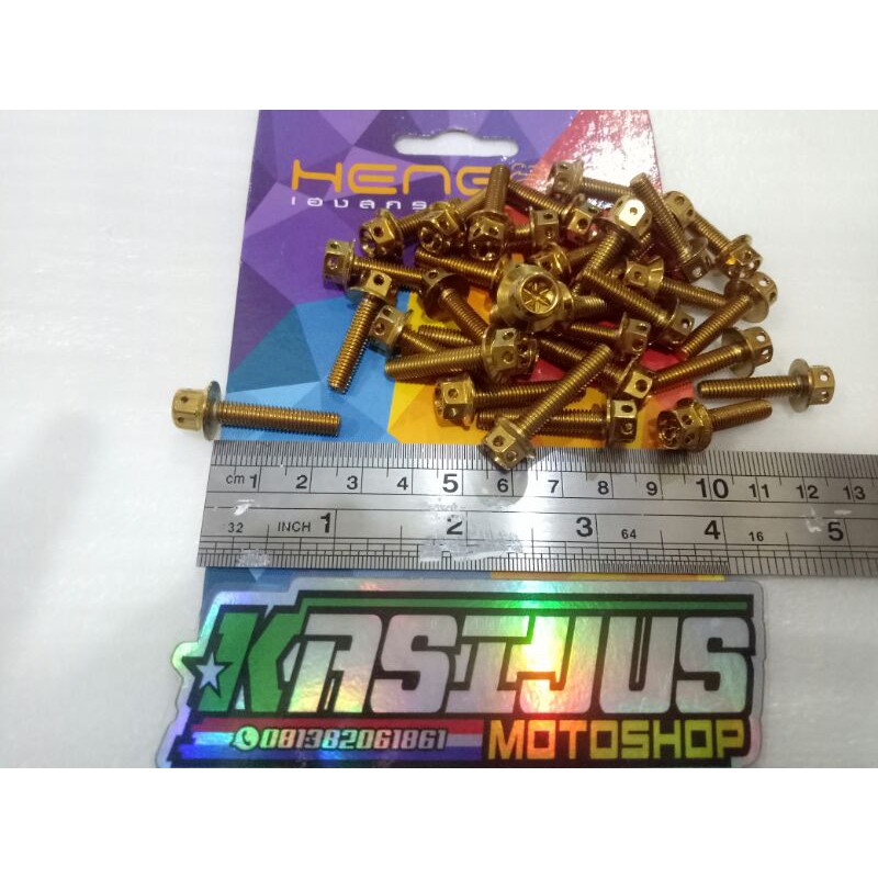 baut probolt 5x25 drat 8 flower gold untuk baut visor nmax aerox
