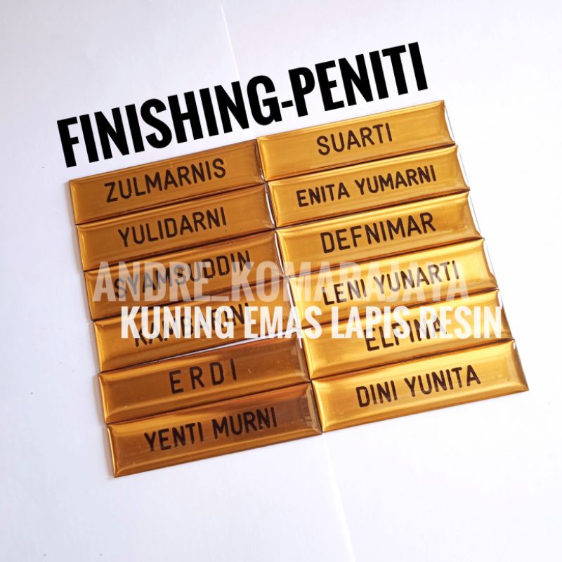 

name tag 2x8cm di lapis resin finishing peniti