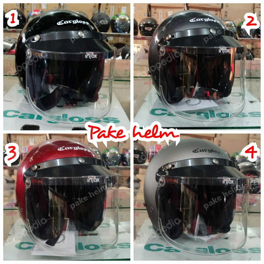 HELM BOGO HELM CARGLOSS RETRO + KACA BOGO FLAT DATAR BENING HELM CARGLOS ORIGINAL