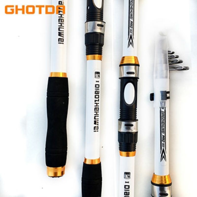 GHOTDA Joran Pancing Portable Carbon Fiber Telescopic 3M/2.1M CF3000 White Grab Medan