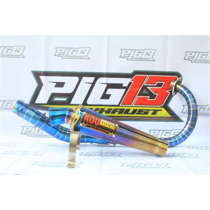 KNALPOT RACING KOU BLUEMOON LEHER TYPE C UNTUK MOTOR VIXION SATRIA FU SONIC