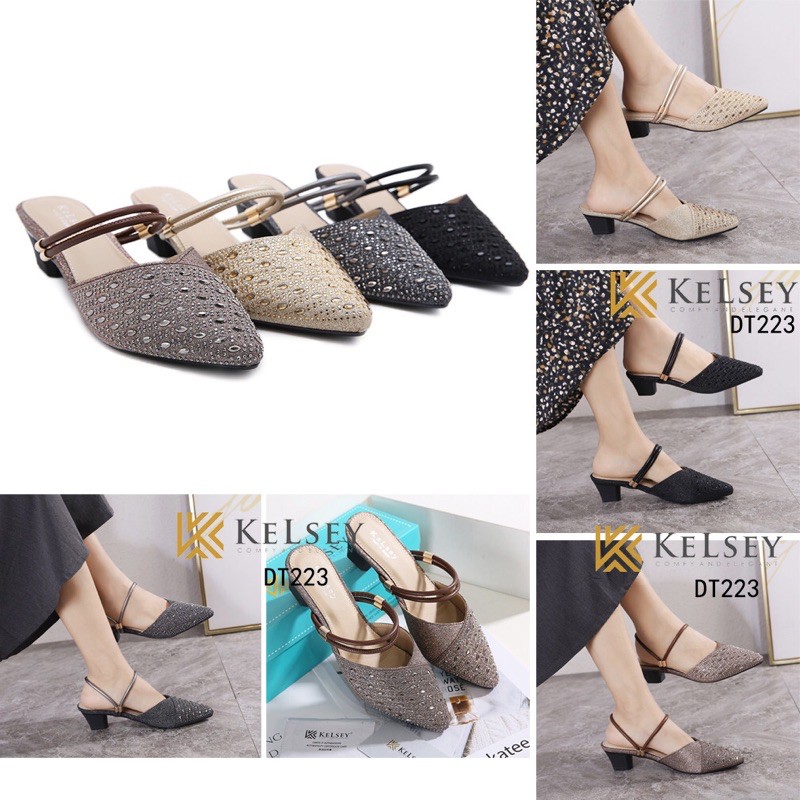(GRATIS ALAS KAKI) NICOLE SEPATU CHUNKY HEELS 5CM TALI WANITA KELSEY DT223 SEPATU HAK TAHU WANITA HELLS ACARA PESTA