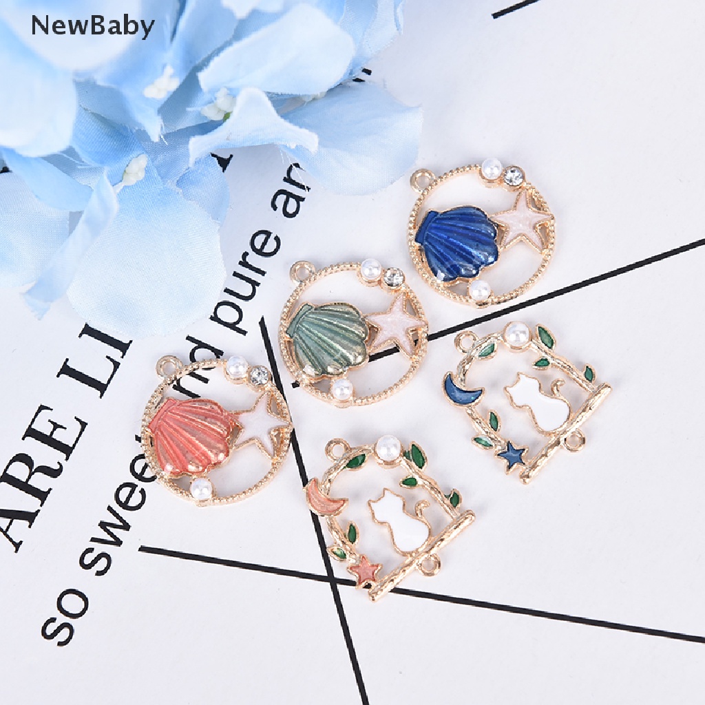 NewBaby 10Pcs/Set Enamel Pearl Starfish Shell Charms Pendant Jewelry Craft DIY Findings ID