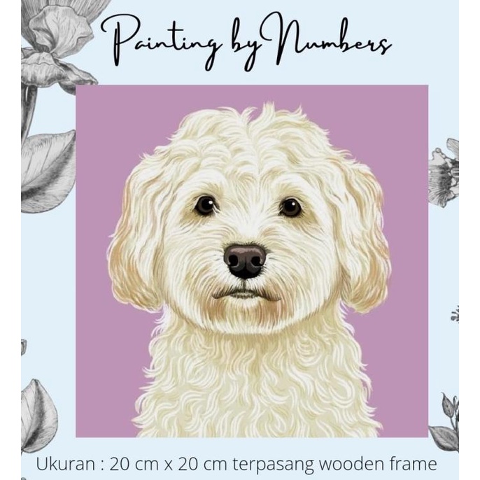 

DIY painting by number 20x20cm kerajinan tangan - MALTESE DOG
