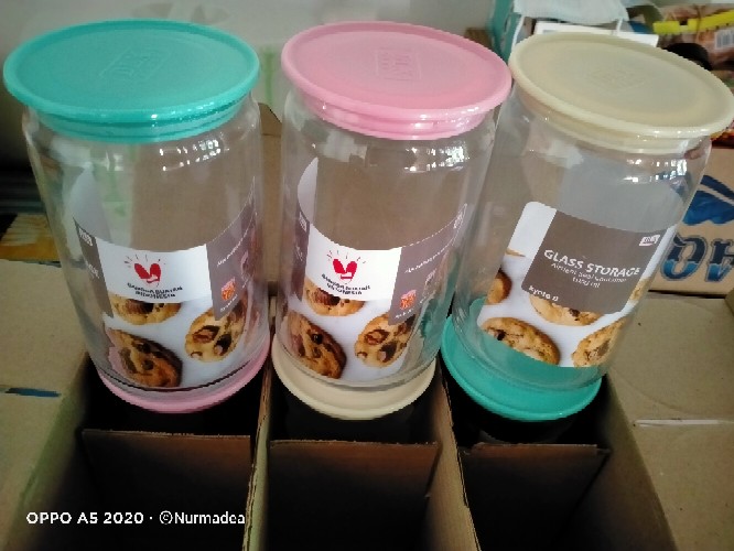 Toples Kaca Bulat Kedap Udara Kyoto B Set Ukuran 1000 Ml  (6pcs)