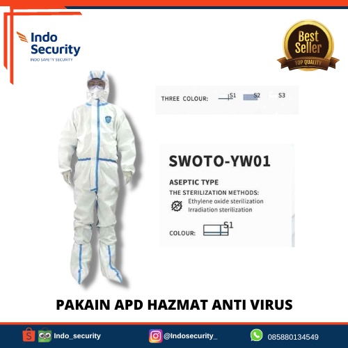 BAJU APD COVID 19 / BAJU PELINDUNG APD / PAKAIN APD HAZMAT ANTI VIRUS