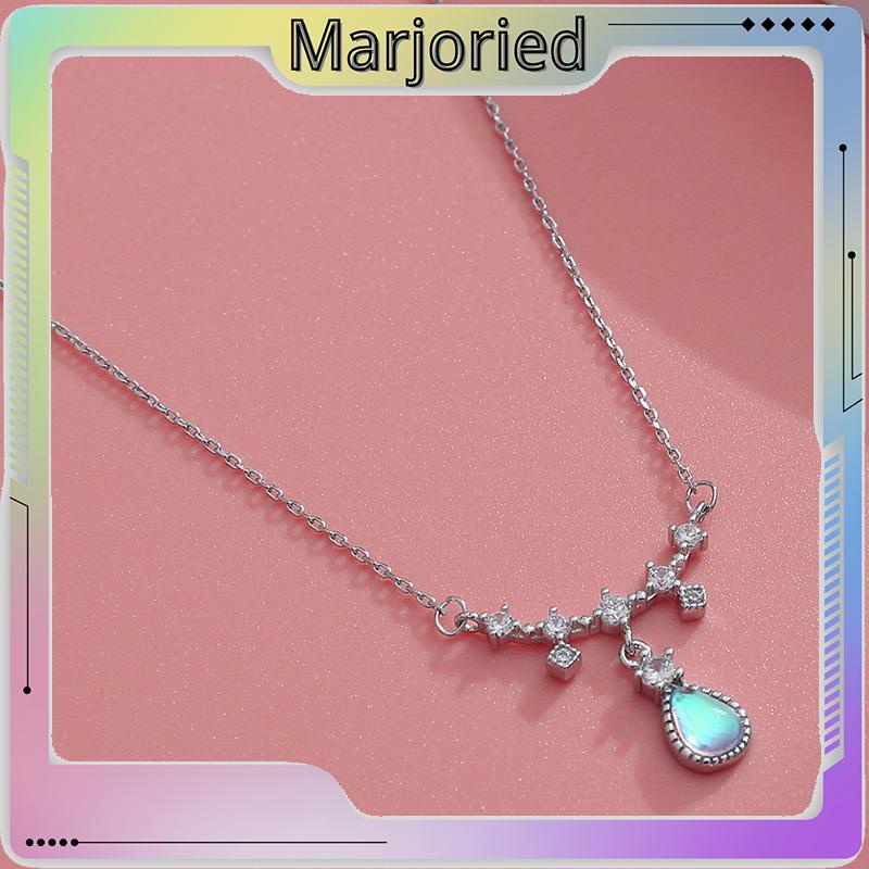 Kalung Fashion Wanita All-match Niche Design Light Luxury Moonstone Water Drop Necklace-MJD-MJD