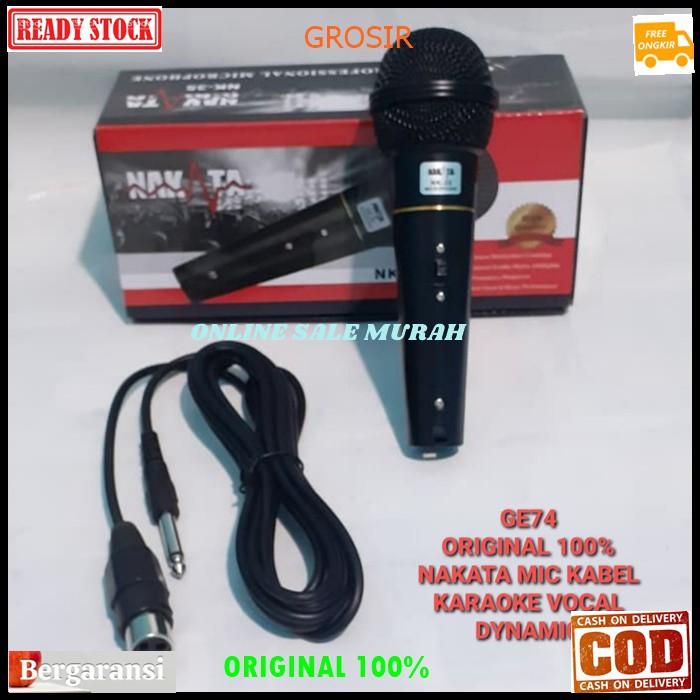 Nakata Mic kabel original 100% Microphone MIK cable karaoke vocal vocal profesional pro audio sound system pengeras suara mikrophone dynamic  BISA KE SEGALA JENIS SOUND AUDIO  Bahan dari PVC  Langsung nyala. Gk pake baterai  suara mantap, yg paling pentin