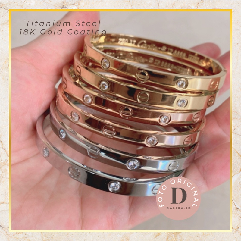 Dalika Gelang Titanium Wanita Anti Karat Premium Collection Logo 750 Fashion Korea Lapis Emas 18K Asli