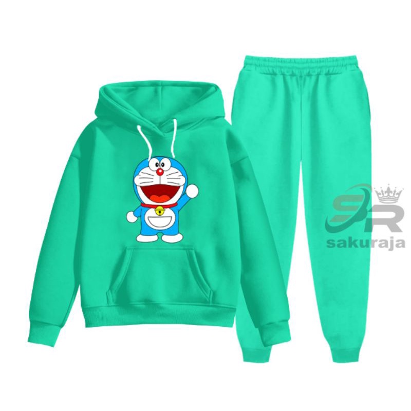 setelan hoodie doremon anak model korea kekinian/umur 3-17 tahun bisa COD