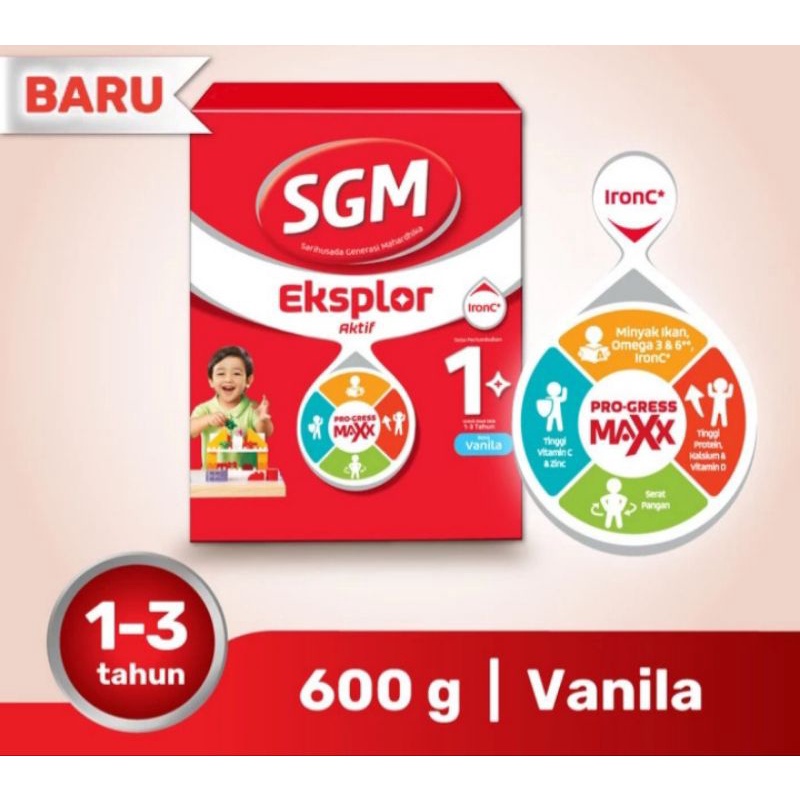 

SGM Eksplor Aktif Pro-GressMaxx 1 +Susu Pertumbuhan untuk Anak Usia 1-3 Tahun Vanila 600gr