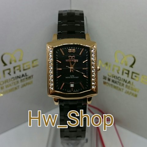 Jam Tangan Wanita Mirage 7442 Black RoseGold Original