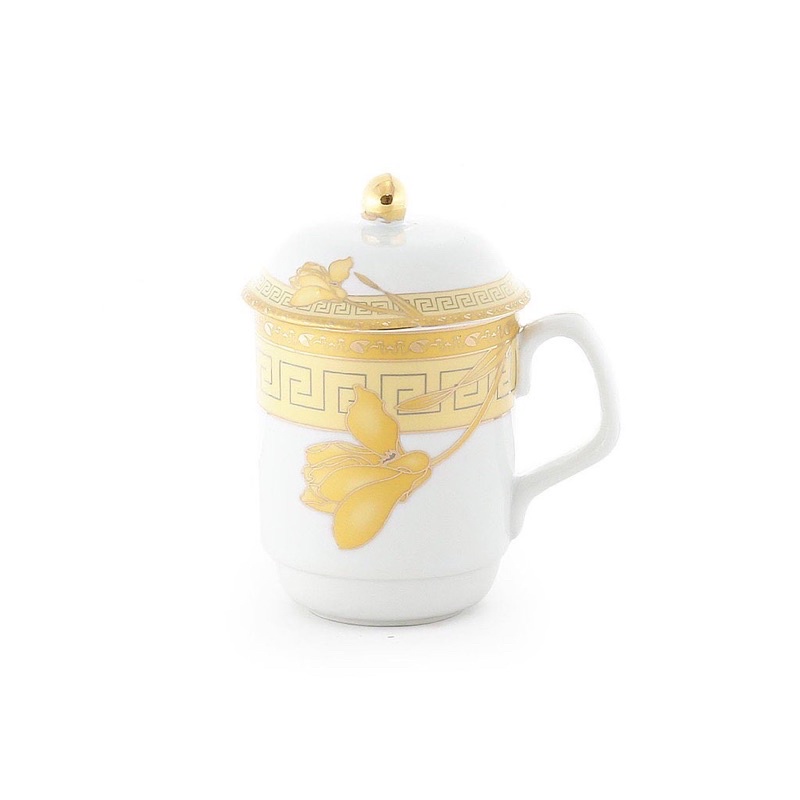 Mug / cangkir keramik vicenza kembang gold ( Y66 )