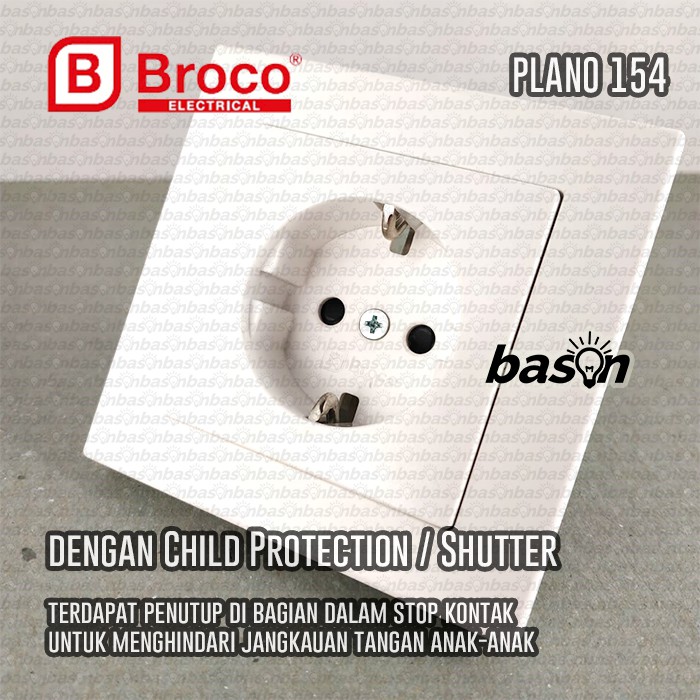 BROCO E154 PLANO WH - Stop Kontak with Child Protection