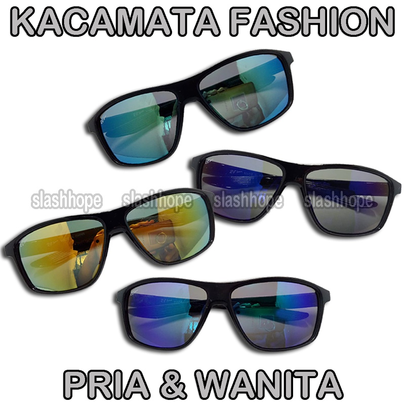 ( BARU /Bayar di Tempat) Kacamata Hitam Klasik Kacamata Olahraga Bersepeda Anti-Uv Cermin Mengemudi Kacamata Pria Dan Wanita Keren Sunglasses Black Mirrored Lensa UV Protection