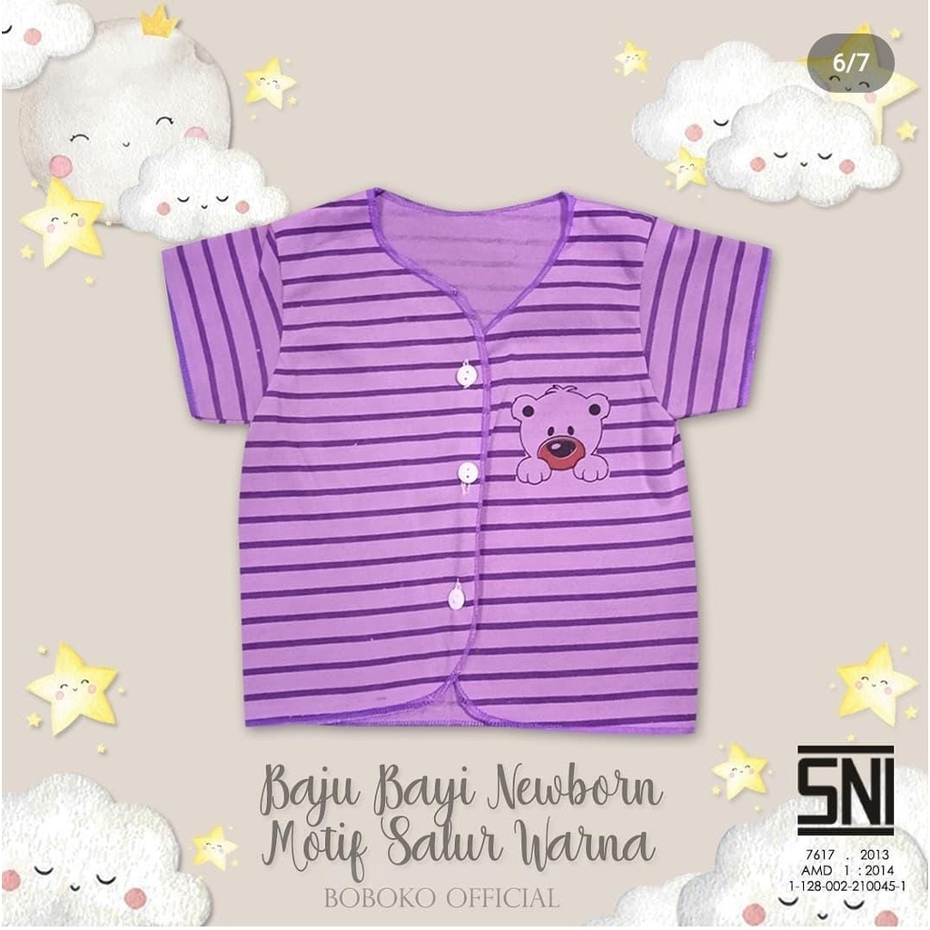 BOBOKO Baju Atasan Bayi Newborn Motif Salur Warna 0-3 Bulan